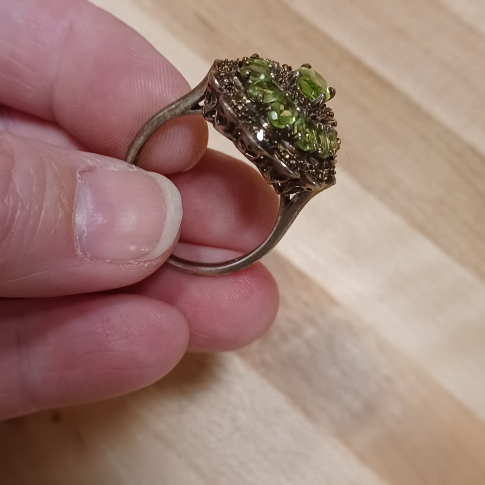 Sterling Peridot Statement Ring - image 4